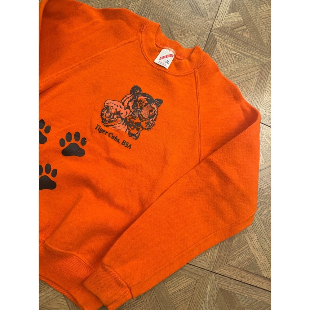 Vintage Jerzees‎ Tiger Cubs BSA Sweatshirt Orange Kids Medium 8-10 Made in USA